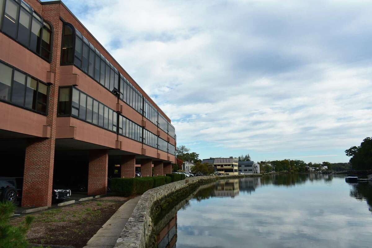 The 285 Riverside Ave. office building along the Saugatuck River in Westport, Conn., which Baywater Properties has listed for sale as of October 2021 along with the nearby 355 Riverside Ave.