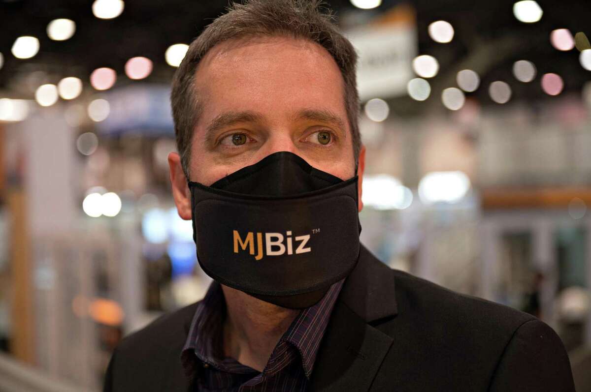 MJBizCon CEO and founder Chris Walsh poses for a portrait on the convention floor during MJBizCon in Las Vegas.