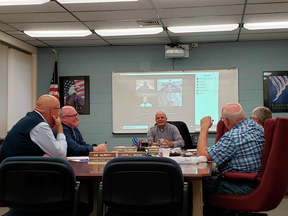 The Huron County Board of Commissioners during their meeting this week, where they set a deadline for American Rescue Plan Act project proposals for Dec. 31. Huron County was allocated $6 million in funding and have until Dec. 31, 2024 to obligate the funding. (Robert Creenan/Huron Daily Tribune)