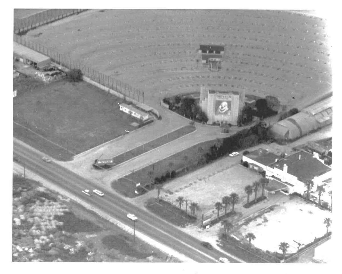 An aerial view shows the Kit Kat Club at right and the Fredericksburg Road Drive-in movie theater at left. Both businesses were outside the city limits when they opened in 1925 and 1940 respectively.