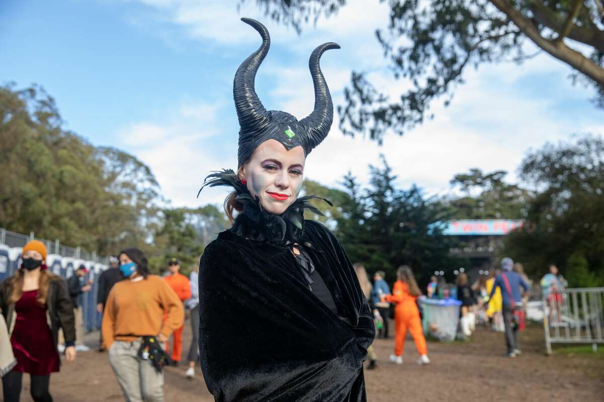Maddy Fisher dresses up as Maleficent at Outside Lands in Golden Gate Park in San Francisco on Oct. 31, 2021.