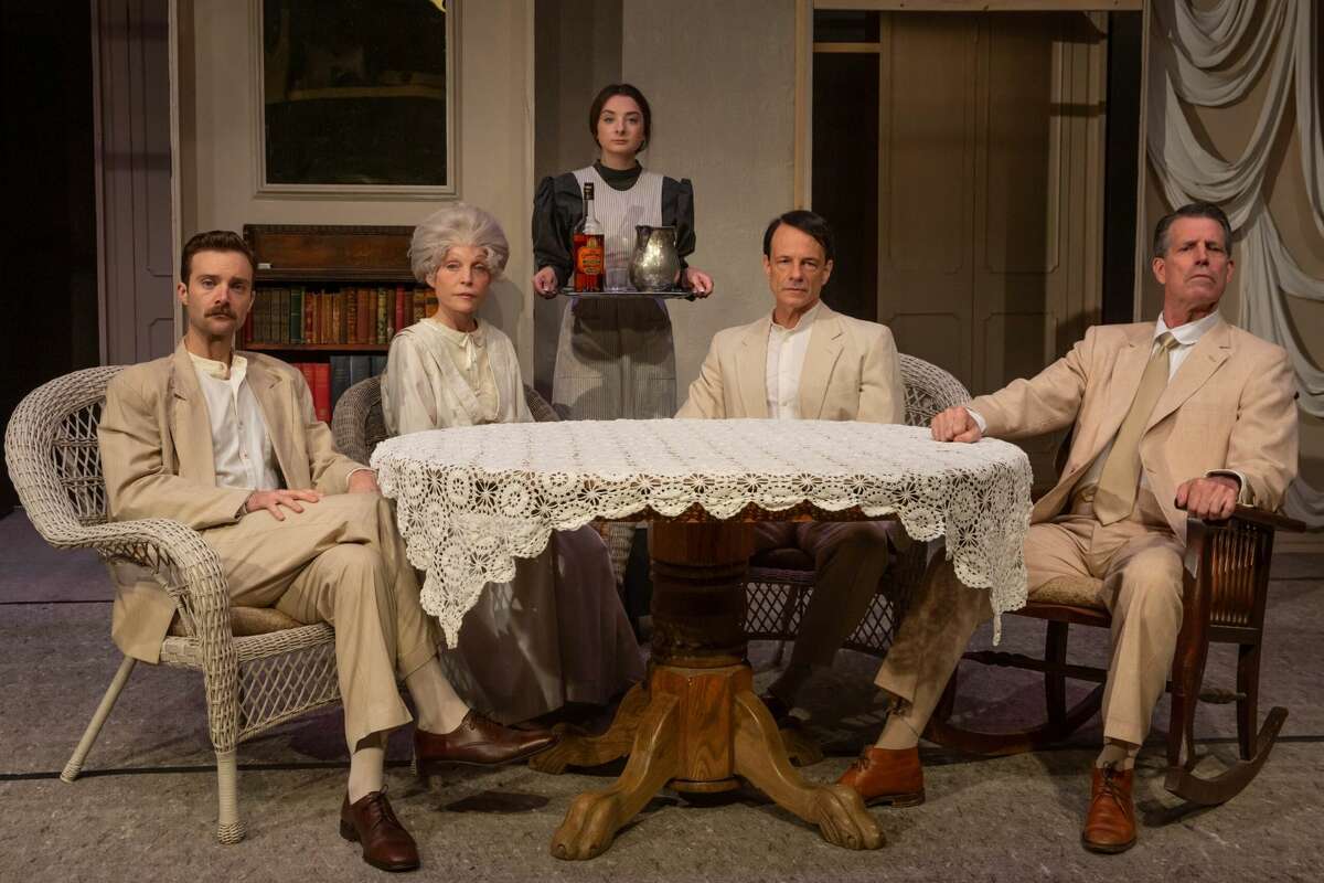 Christopher Joel Onken as Edmund, Roxanne Fay as Mary, Taylor Congdon as Cathleen, Christopher Patrick Mullen as Jamie, Steven Patterson as Tyrone in Bridge Theatre's "Long Day Journey into Night."  (Photo: Lisa Wood)
