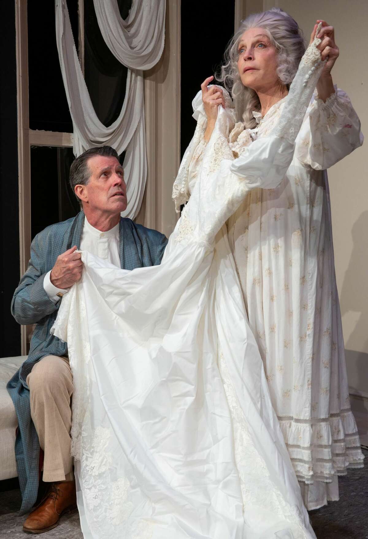 Steven Patterson as James Tyrone and Roxanne Fay as his wife, Mary, in "Long Day Journey into Night," running through  Nov. 22 at Bridge Street Theatre in Catskill.