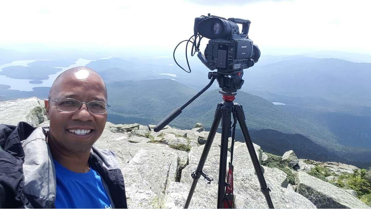 Paul Miller filming in the Adirondacks.