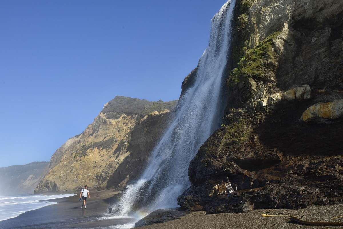 SFGATE Editor in Chief Grant Marek approaches Alamere Falls in Marin, CA, on Thursday, Oct. 28, 2021.