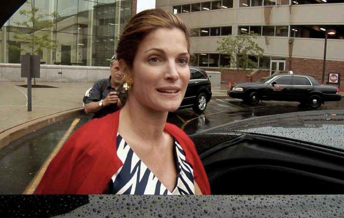Stephanie Seymour leaves Superior Court at Stamford Monday June 28, 2010 after a hearing in connection to divorce of her husband Peter Brant.