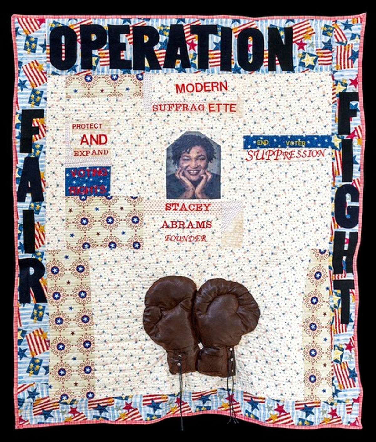 Rhonda Masters of Port Arthur, Texas created "Fair Fight," which honors Stacey Abrams for her work protecting and expanding voting rights, according to an artist statement from the festival.