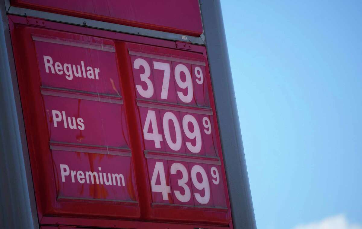 Gas pump prices on Oct. 24, 2021.