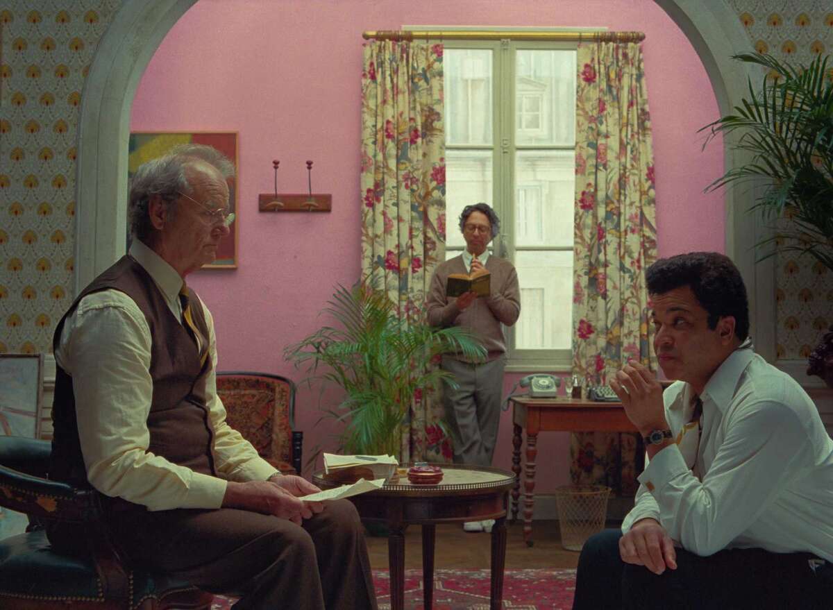 From left, Bill Murray, Wally Wolodarsky and Jeffrey Wright in the film "The French Dispatch." (Courtesy Searchlight Pictures/TNS)