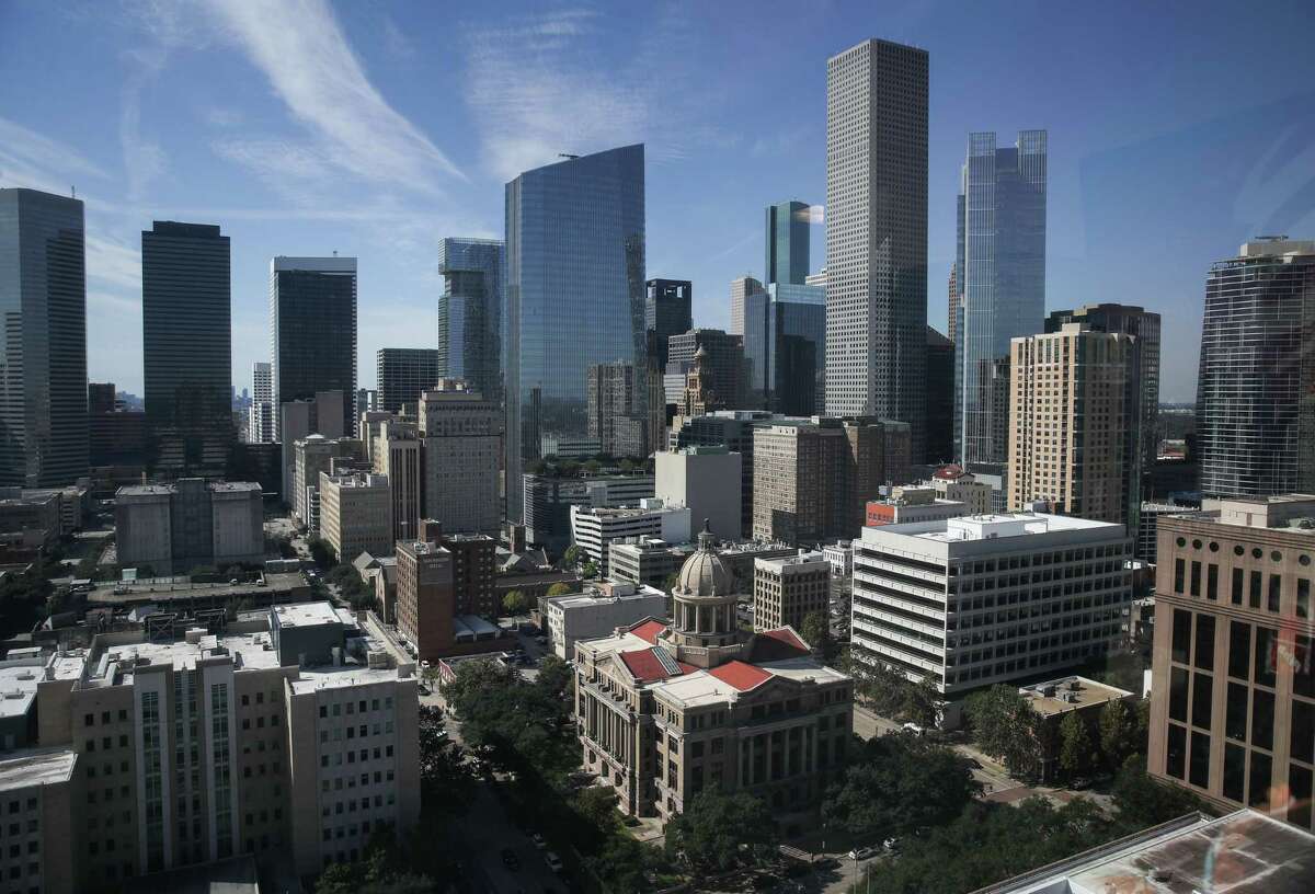 Downtown Houston, including the 1910 Harris County Courthouse, photographed Monday, Nov. 1, 2021, in Houston.