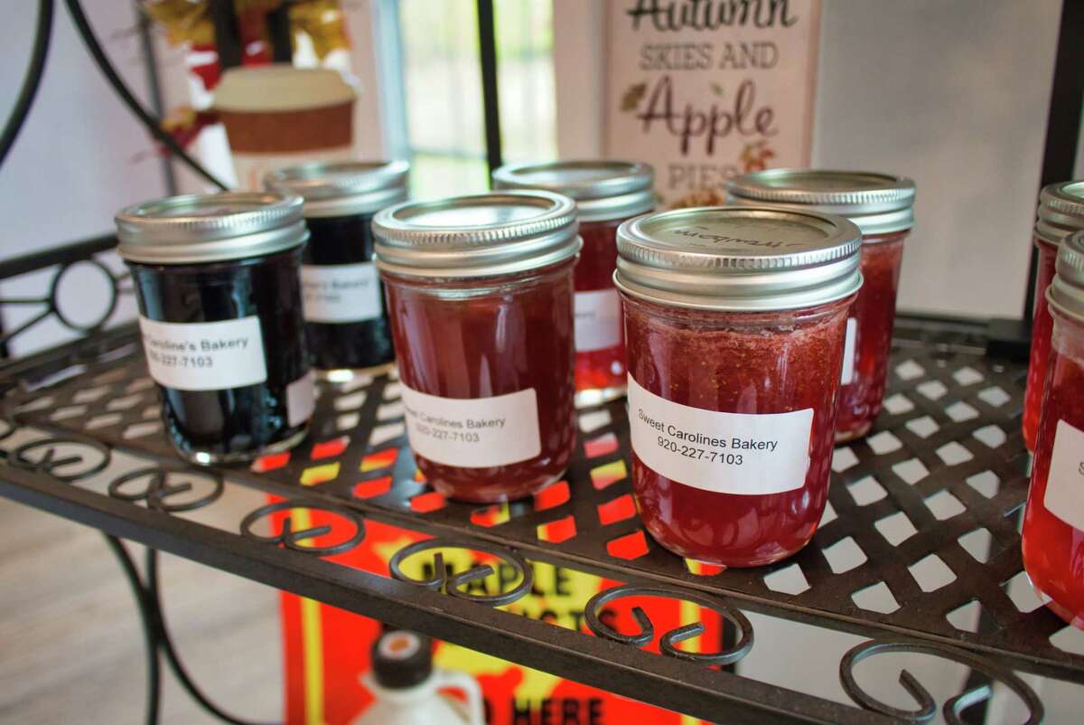 Jams are seen on a shelf at Sweet Caroline's Pies and Jams at the bakery that was once a Stewarts Shop, on Tuesday, Nov. 2, 2021, in Gansevoort, N.Y. Sweet Caroline's Pies and Jams is open on Fridays and Saturdays.
