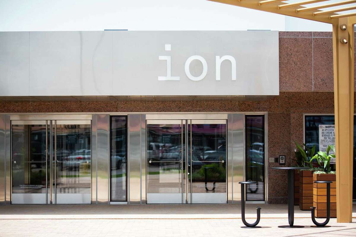 The Ion building, photographed in May 2021. Neighborhood organizers went to City Hall Tuesday to oppose a $15.3 million deal between Rice Management Corp. and the city to invest in affordable housing and jobs programs in the area. The organizers had requested the university negotiate with them, not the city.
