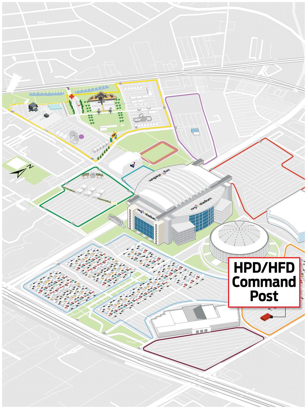 Illustration of full layout of Astroworld with HPD and HFD post highlighted
