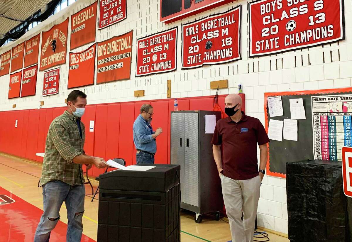 Voters turned out to cast their votes for mayor, town council and board of education Tuesday at Cromwell High School.