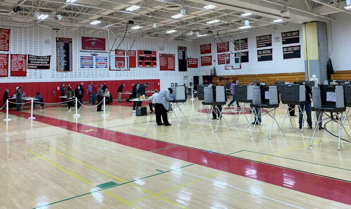 Voters turned out to cast their votes for mayor, town council and board of education Tuesday at Cromwell High School.