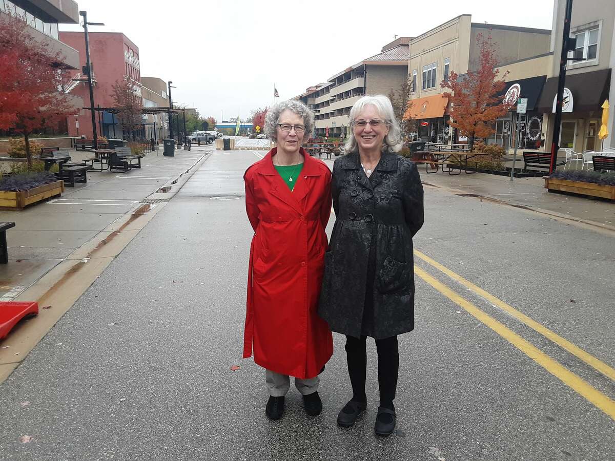 Jeanne Lound Schaller, left, is the leader of the Midland chapter of Nonviolent Peaceforce, and Judy Timmons, right, is the treasurer and historian of the chapter. (Dan Chalk/chalk@mdn.net)