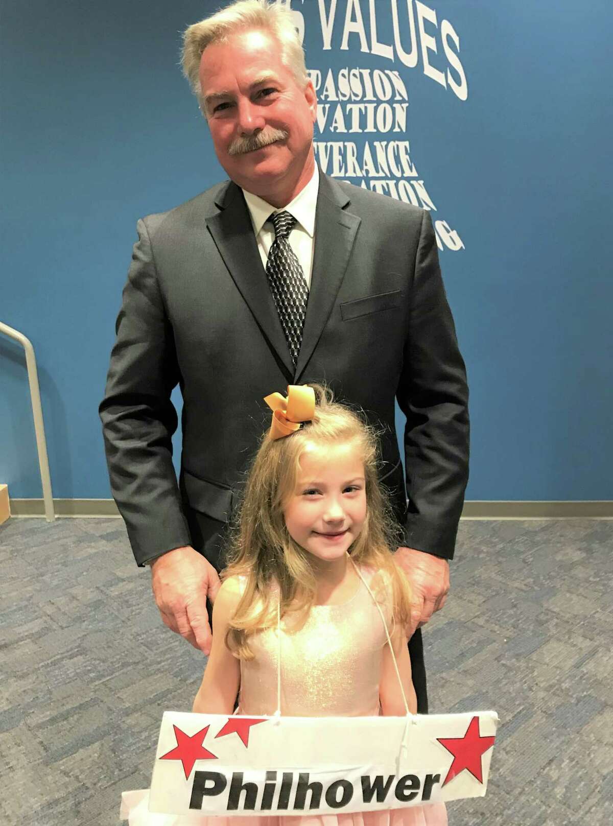 Republican Mark Philhower was the highest vote-getter in the East Hampton Town Council race, with 1,821 votes. He’s shown here with his grand-daughter Sophia.