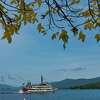 The boat the Minne-Ha-Ha heads out from the south end of Lake George for a cruise on Monday, Oct. 11, 2021, in Lake George, N.Y.