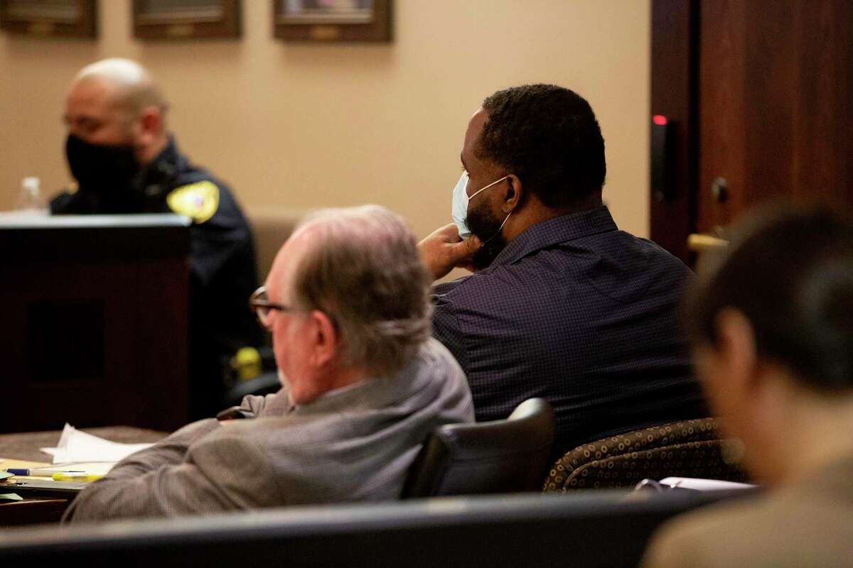 R.C. Curtis (right), accused of killing Paula Boyd in 2015, is seated next to defense attorney Richard E Langlois at his capital murder trial. A judge Monday declared a mistrial after evidence surfaced that both defense and prosecuting attorneys were unaware of.
