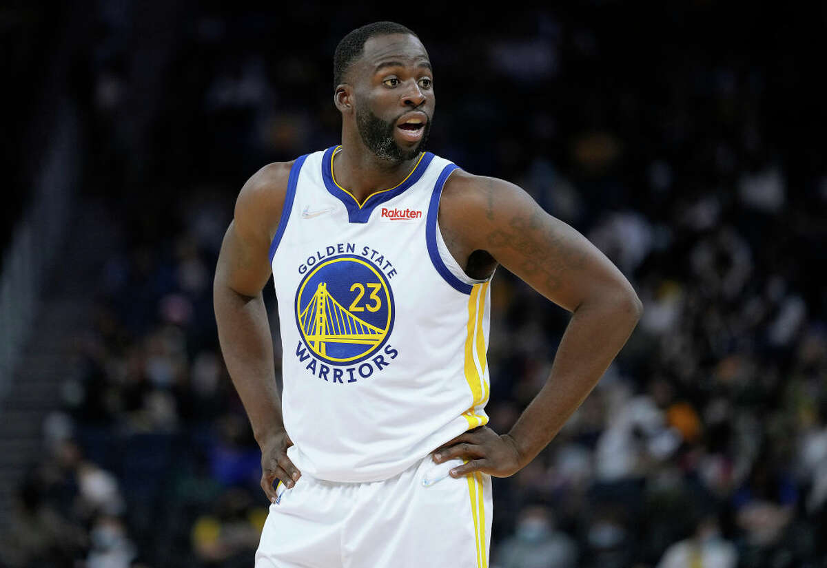 Draymond Green of the Golden State Warriors looks on against the Portland Trail Blazers during the second half of their game at Chase Center.