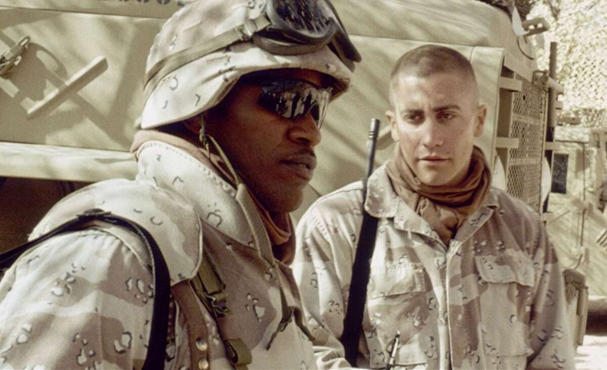 Staff Sergeant Sykes (Jamie Foxx) and Anthony "Swoff" Swofford (Jake Gyllenhaal) in the movie “Jarhead.” Even in the Gulf War, soldiers couldn’t get their own music.