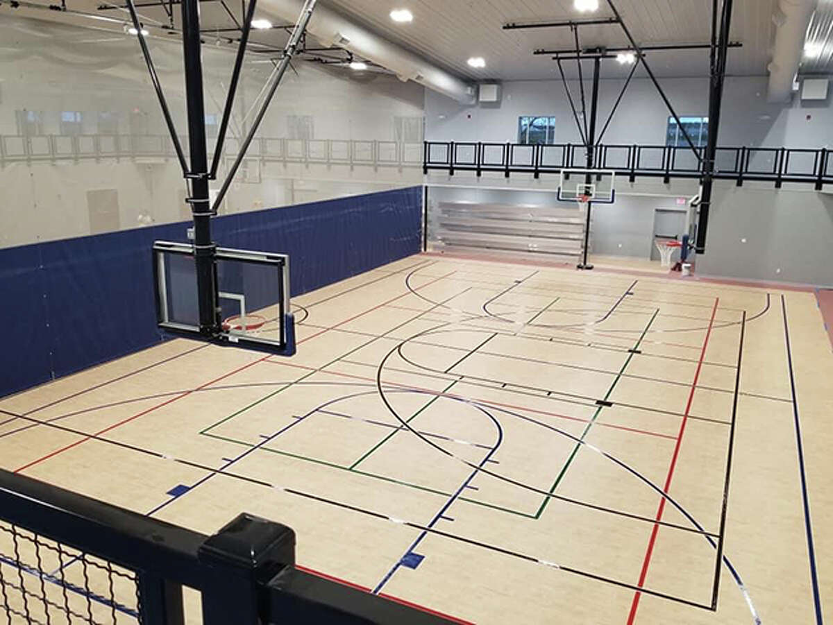 The gymnasium at Rushville’s new fitness and community center has floor markings for a variety of sports. 