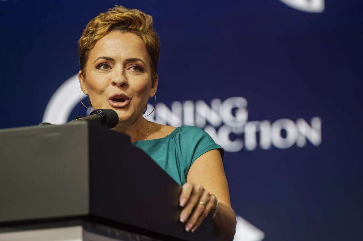 Former Fox News Anchor Kari Lake, who once worked at WNYT in Albany and is running for governor in Arizona, speaks during the Rally To Protect Our Elections conference on July 24, 2021 in Phoenix, Arizona. The Phoenix-based political organization Turning Point Action hosted former President Donald Trump alongside GOP Arizona candidates who have begun candidacy for government elected roles.