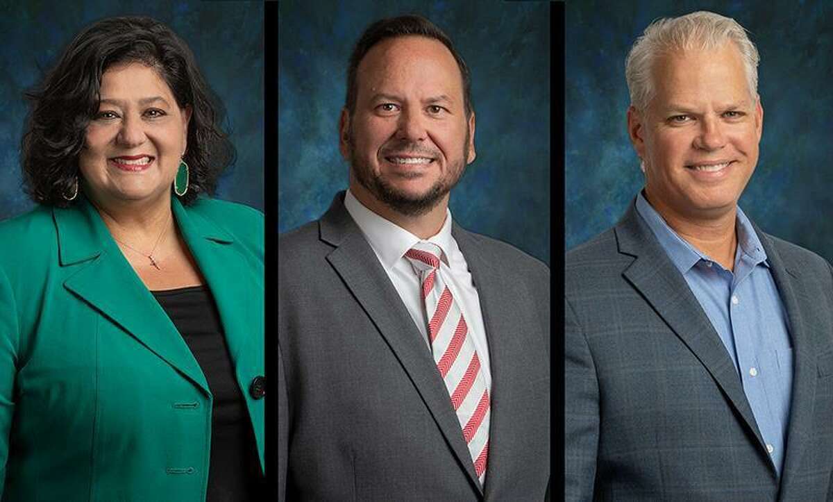 From left to right, Natalie Blasingame (Position 5), Scott Henry (Position 6) and Lucas Scanlon (Position 7) were elected to the CFISD Board of Trustees on Nov. 2.