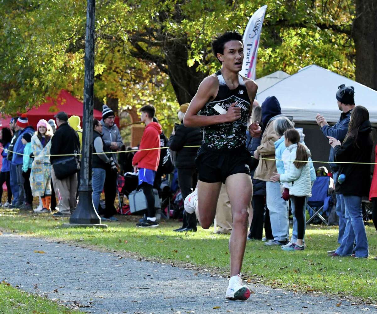 Shenendehowa runner Michael Clay takes 4th place in the Class A boys Section II Cross Country Championships on Friday, Nov. 5, 2021, at Saratoga Spa State Park in Saratoga Springs, N.Y. Shenendehowa won the team race.