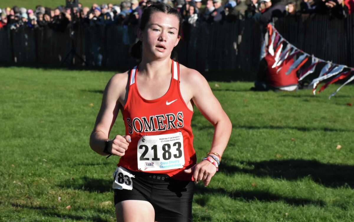Somers' Rachel St. Germain finished in 1st place at the CIAC Cross Country State Open, Wickham Park, Manchester on Friday, Nov. 5, 2021.