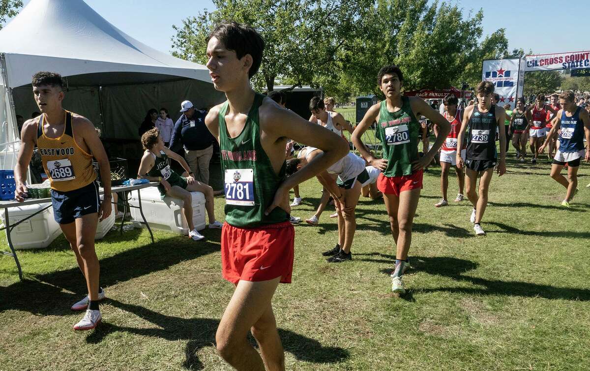 The Woodlands runners Ben Reyes (2781) and Pablo Lesarri (2780), seen here at the UIL state meet earlier this month, helped the Highlanders club team to a third place finish at the Nike Cross South Regional on Saturday.