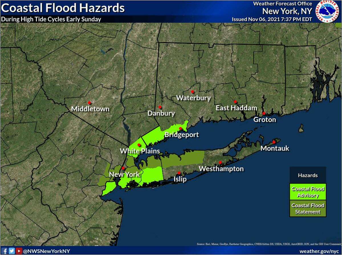 A brief coastal flood advisory is in effect on Sunday, according to the National Weather Service.