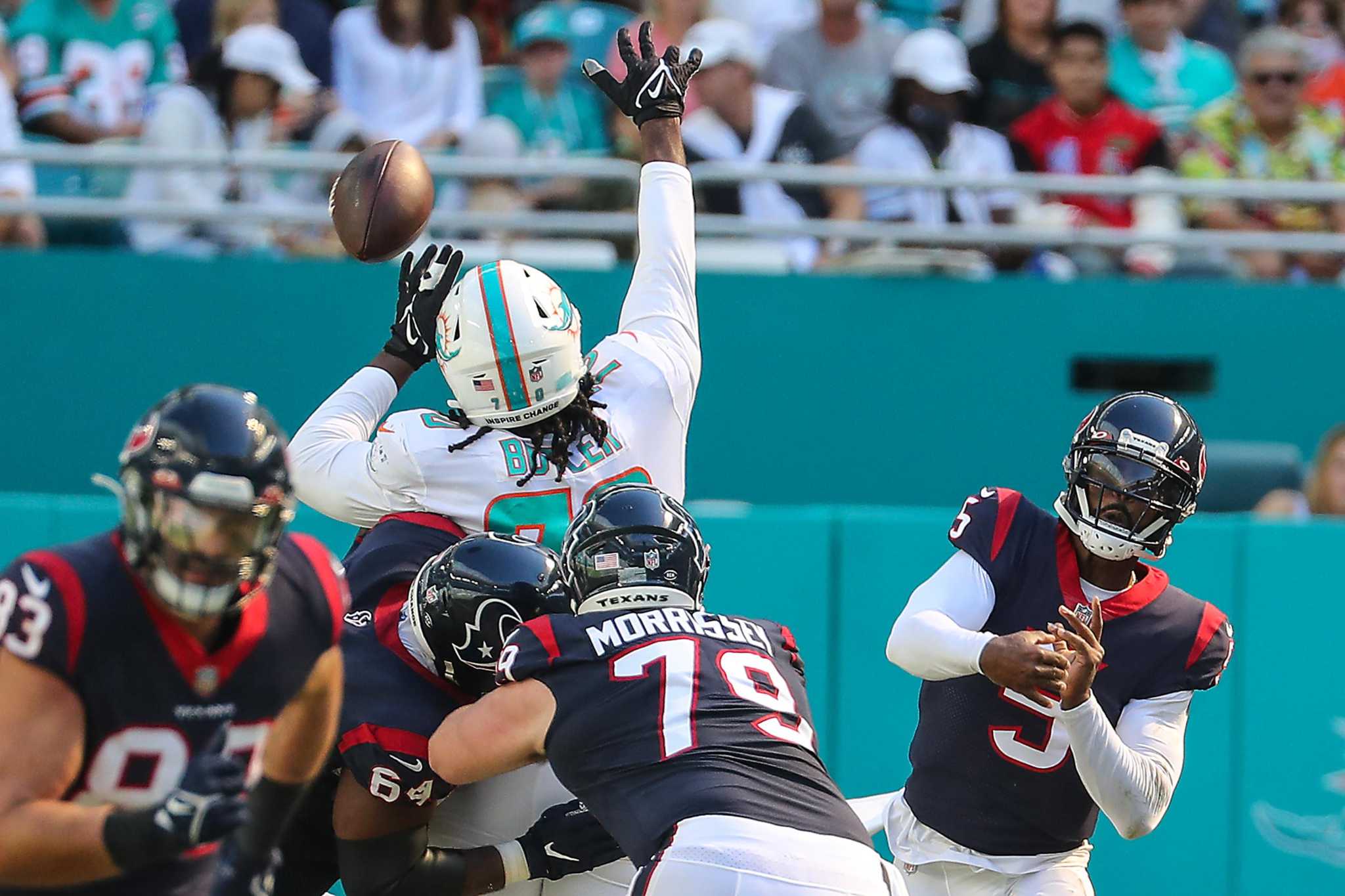 Dolphins defeat Texans 17-9; teams combine for 9 turnovers