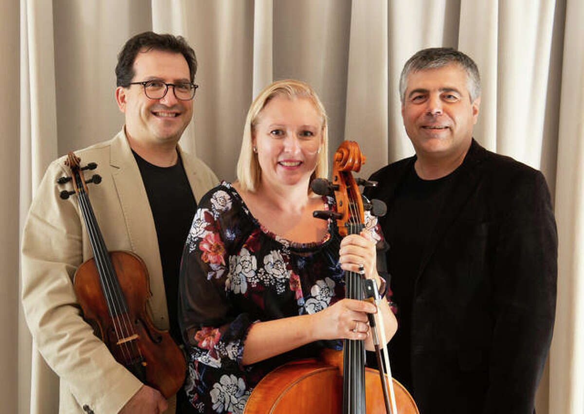 From left, Miroslav Hristov, professor of violin at the University of Tennessee; Marta Simidtchieva, professor in the SIUE College of Arts and Sciences’ Department of Music; and Ilia Radoslavov, professor of piano at Illinois Wesleyan University, will present Bulgarian piano trios in Southern Illinois University Edwardsville’s Dunham Hall Theater at 7:30 p.m. Friday, Nov. 12.