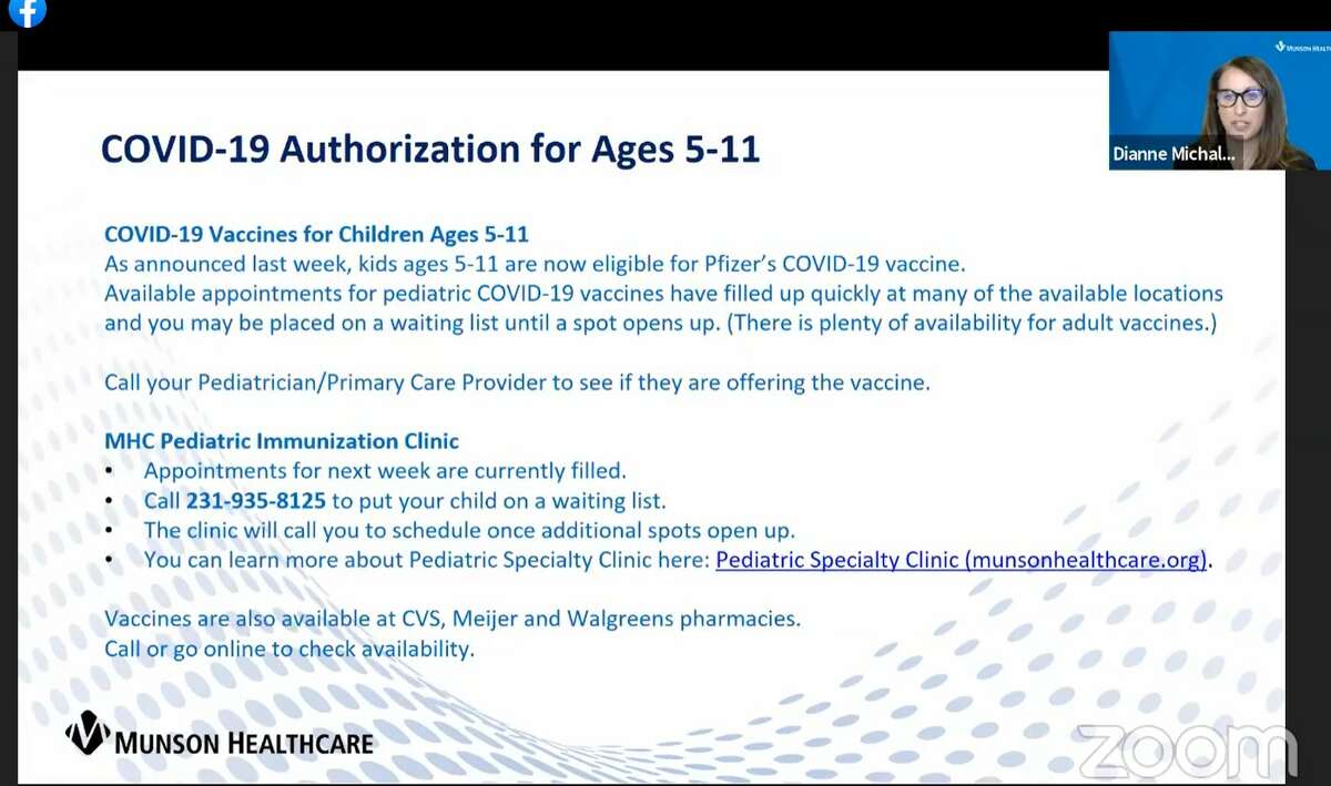 A screenshot from Munson's Press Conference gives info on the COVID-19 vaccine for children ages 5-11. 