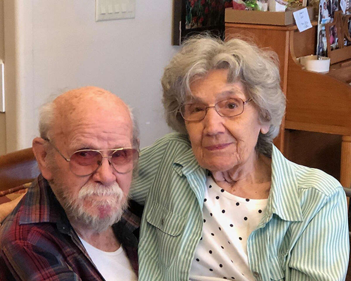 Lucille and Raymond Werner in 2018 at their former home in Granite City. The couple will celebrate their 77th anniversary on Thursday at Cedarhurst of Edwardsville.