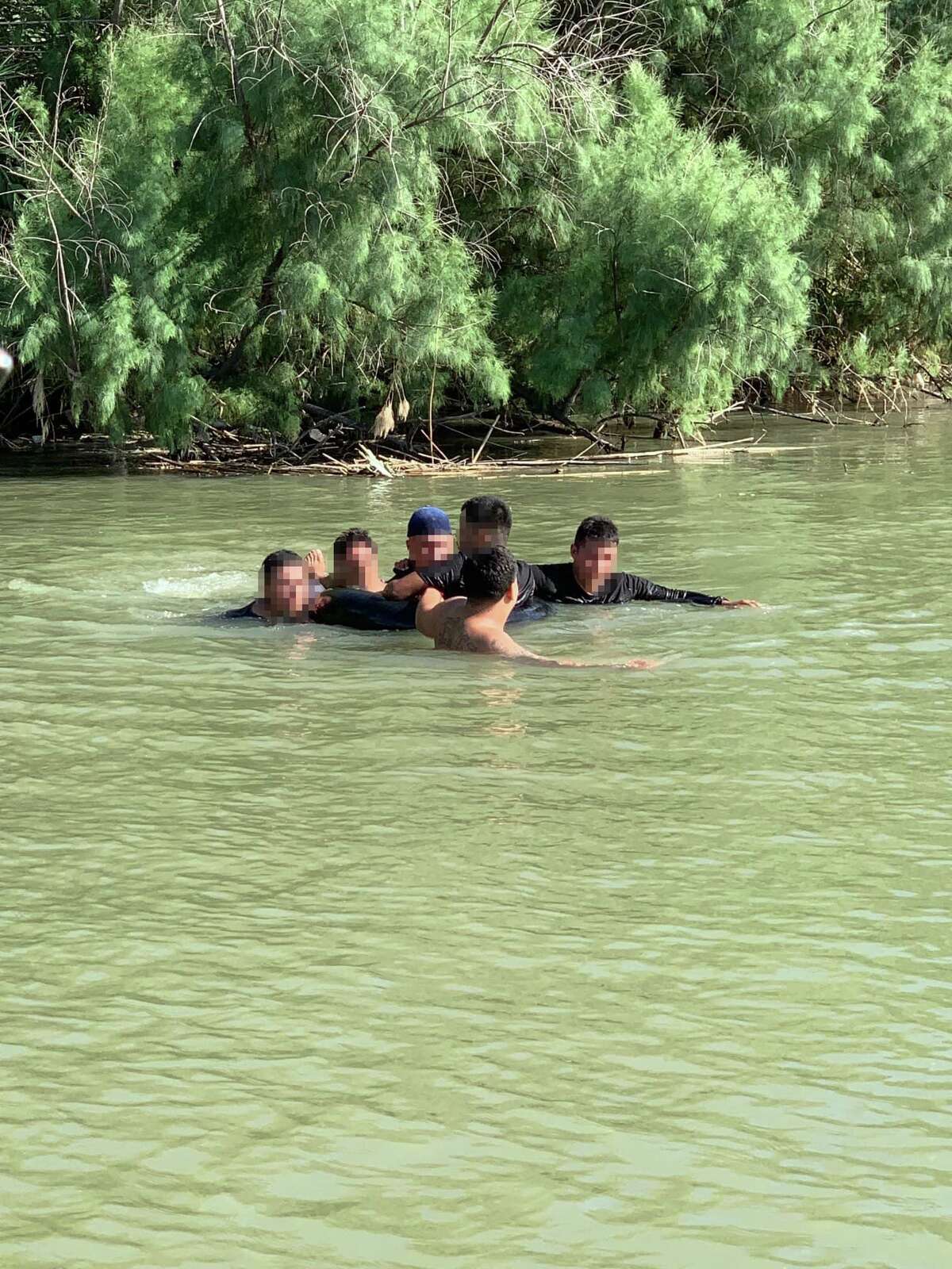 U.S. Border Patrol agents assigned to the Marine Unit apprehended 12 migrants who tried to cross the border using floating devices.