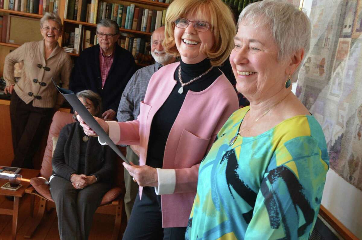 Norwalk City Clerk Donna King reads a proclomation from Mayor Harry Rilling with Dorothy Mobilia, District D Committee Member at its Spring Fundraiser Celebration to honor Ed Spires, Sunday, March 19, 2017 in Norwalk Conn. Spires, 91, held the rank of sergeant, but was discharged from the U.S. Air Force in the 1940s for being gay. In 2014, Spires sought a status change to “honorable,” following the repeal of the military’s “Don’t Ask, Don’t Tell” policy and the federal government’s decision to allow changes to veterans’ military records. His status was ultimately changed in January.
