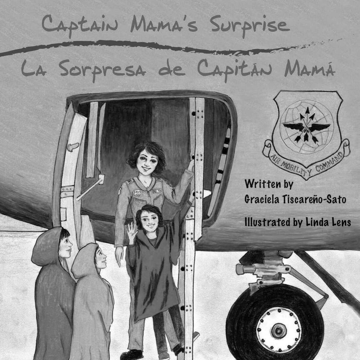 Retired Air Force navigator Graciela Tiscareno-Sato, who was honored by President Barack Obama as a 2014 White House Champion of Change, is author of a children’s book series that features her character, “Capitán Mamá.” This illustration is from her latest book, “Captain Mama’s Surprise/La Sorpresa de Capitán Mamá.”