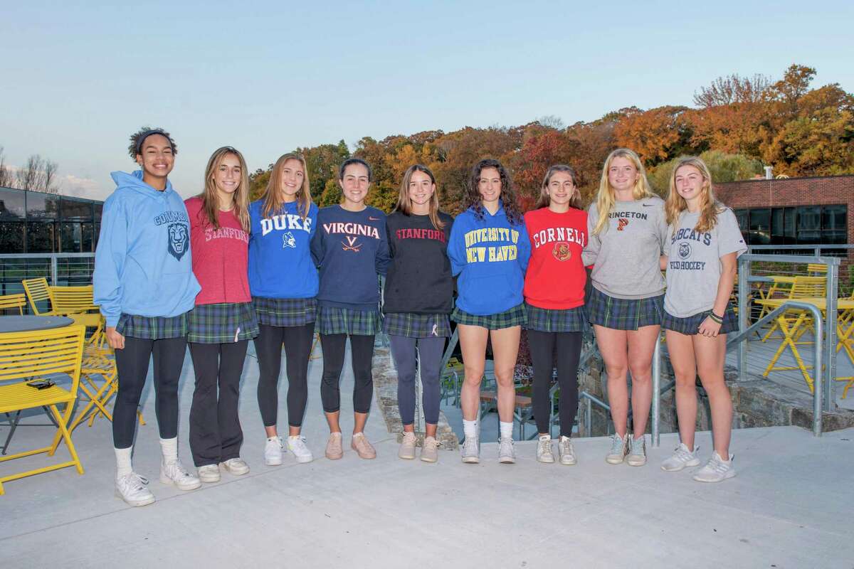 Among those announcing their collegiate commitments from Greenwich Academy Wednesday were Hutton Saunders, Mary Duffy, Maddie Holden, Josephine Genereux, Ellie Harned, Evie Kay Girard, Ava Butz, Whitney Wise and Cameron Brower.