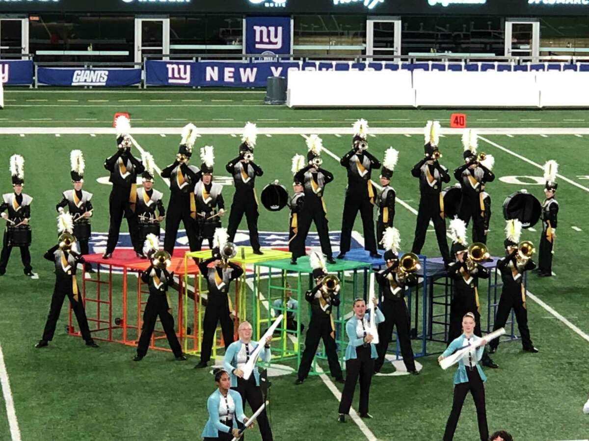 The Trumbull High School Golden Eagle Marching Band performs at the USBands’ National Championships at MetLife Stadium in East Rutherford, N.J. on Saturday.