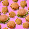 An array of hamburgers.