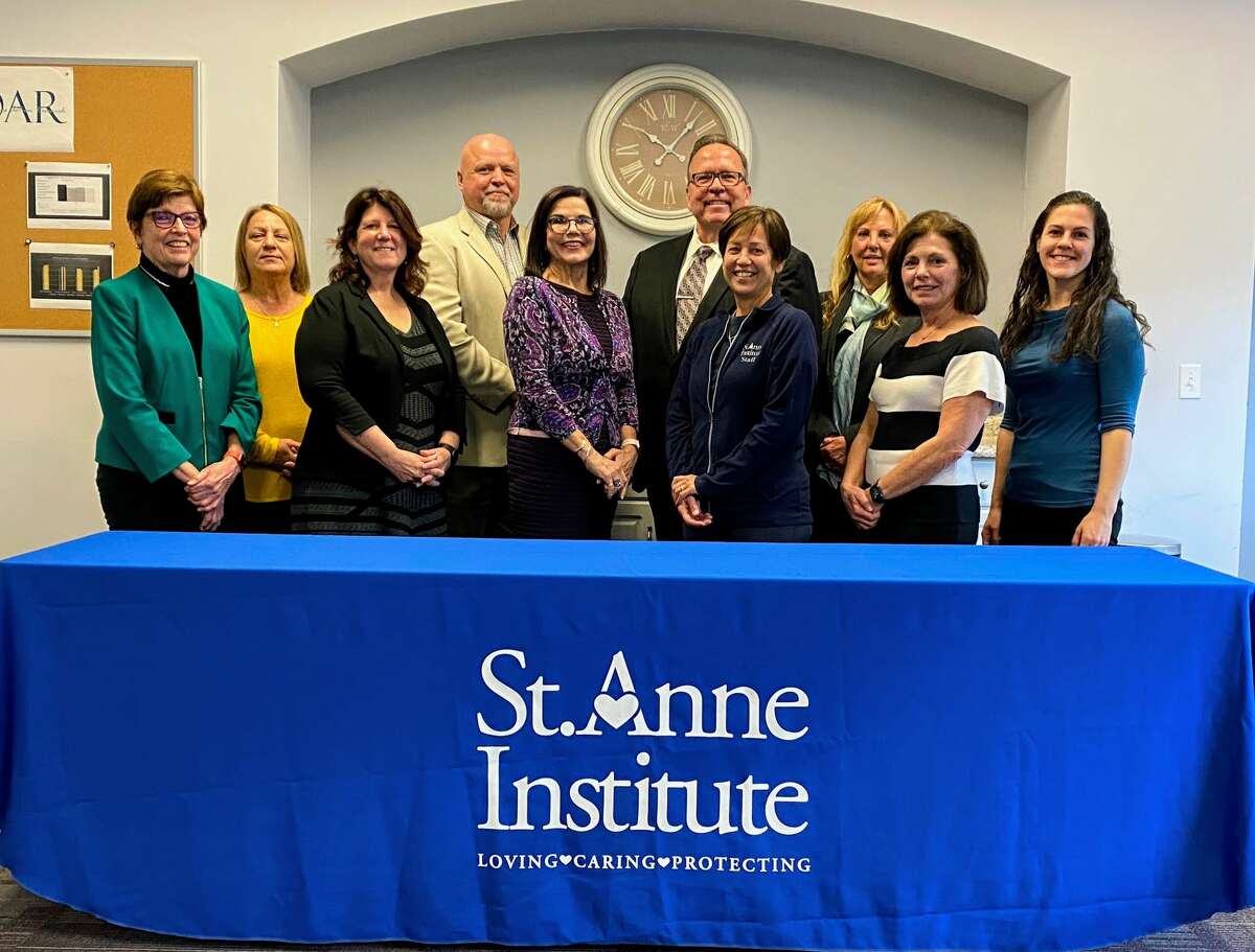 The Executive team of St. Anne Institute.  Front row, left to right: Diane Malecki, Chief Financial Officer; Michelle Parady, Quality Improvement Manager; Terry Gabriel, Chief Operating Officer; Terri Boland, Director Residential Services; Sandra Tarkleson, Director Fund Development & Grants; Alexa Maelia, Interim Residential Clinical Director Back row, left to right: Linda Tanski; Rick Potter, Director of Education; Richard Hucke, CEO; Tami Flaherty, Director Prevention & Outpatient Services