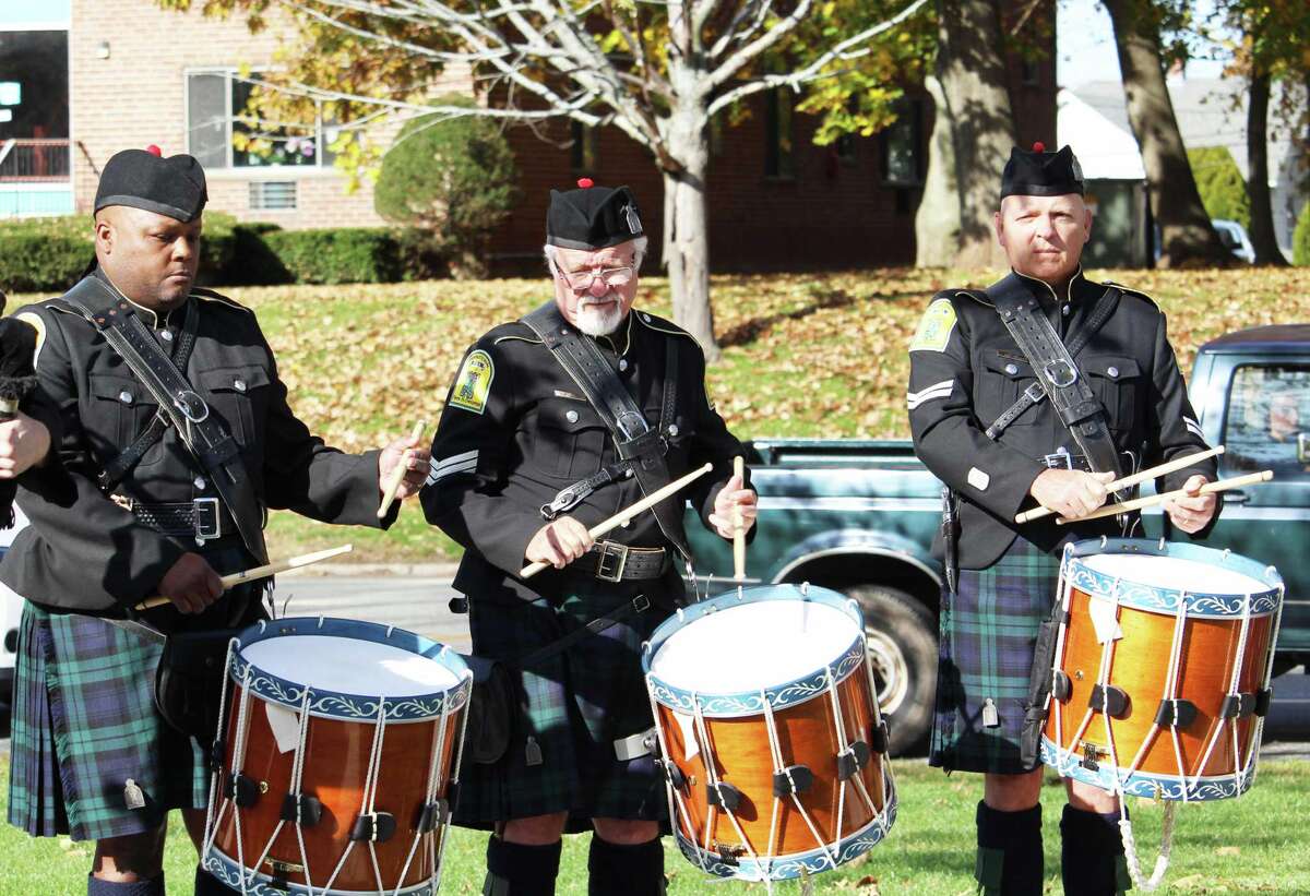 The Middletown PBA band took part in Middletown's Veterans Day ceremony at Veterans Green on Washington Street Thursday morning.