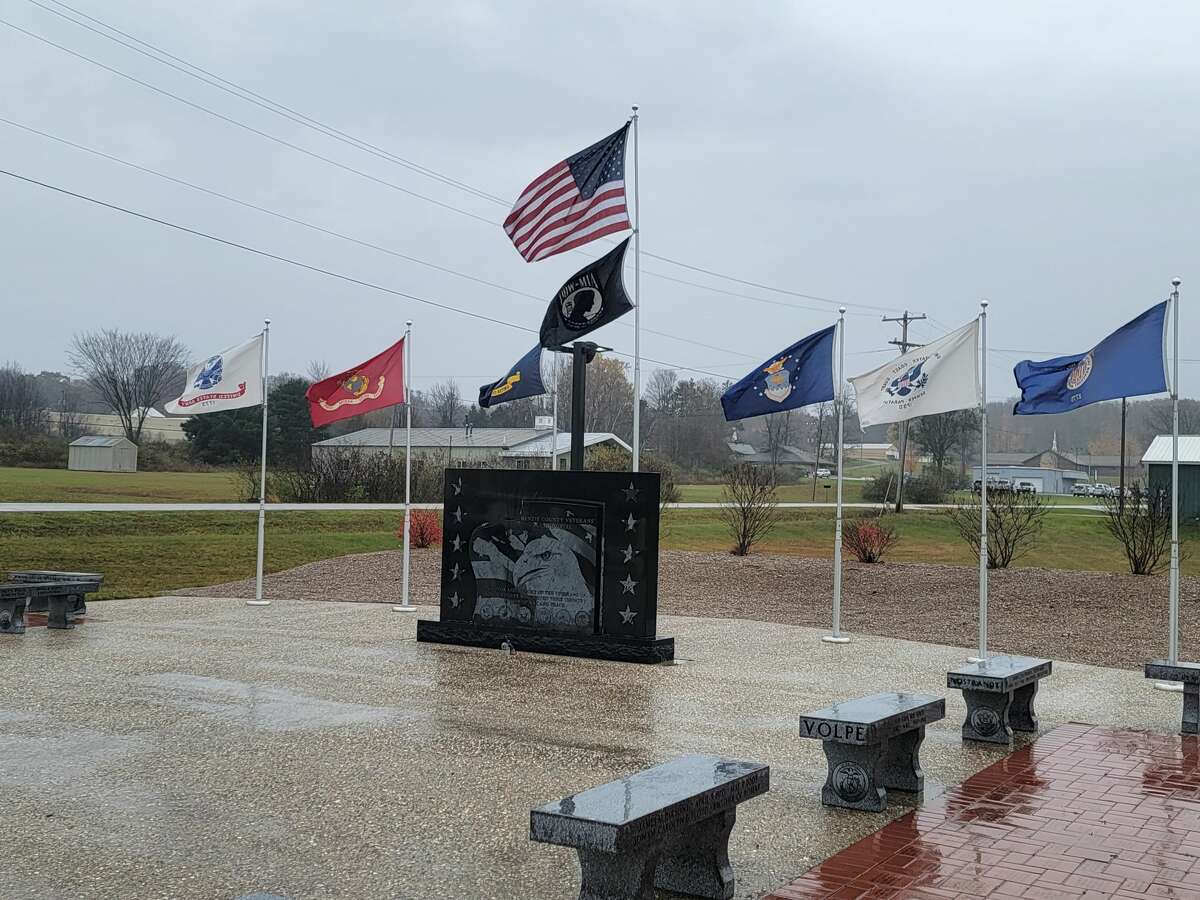 A remembrance ceremony was held on Veterans' Day in 2021 at the Benzie County Veterans' Memorial.