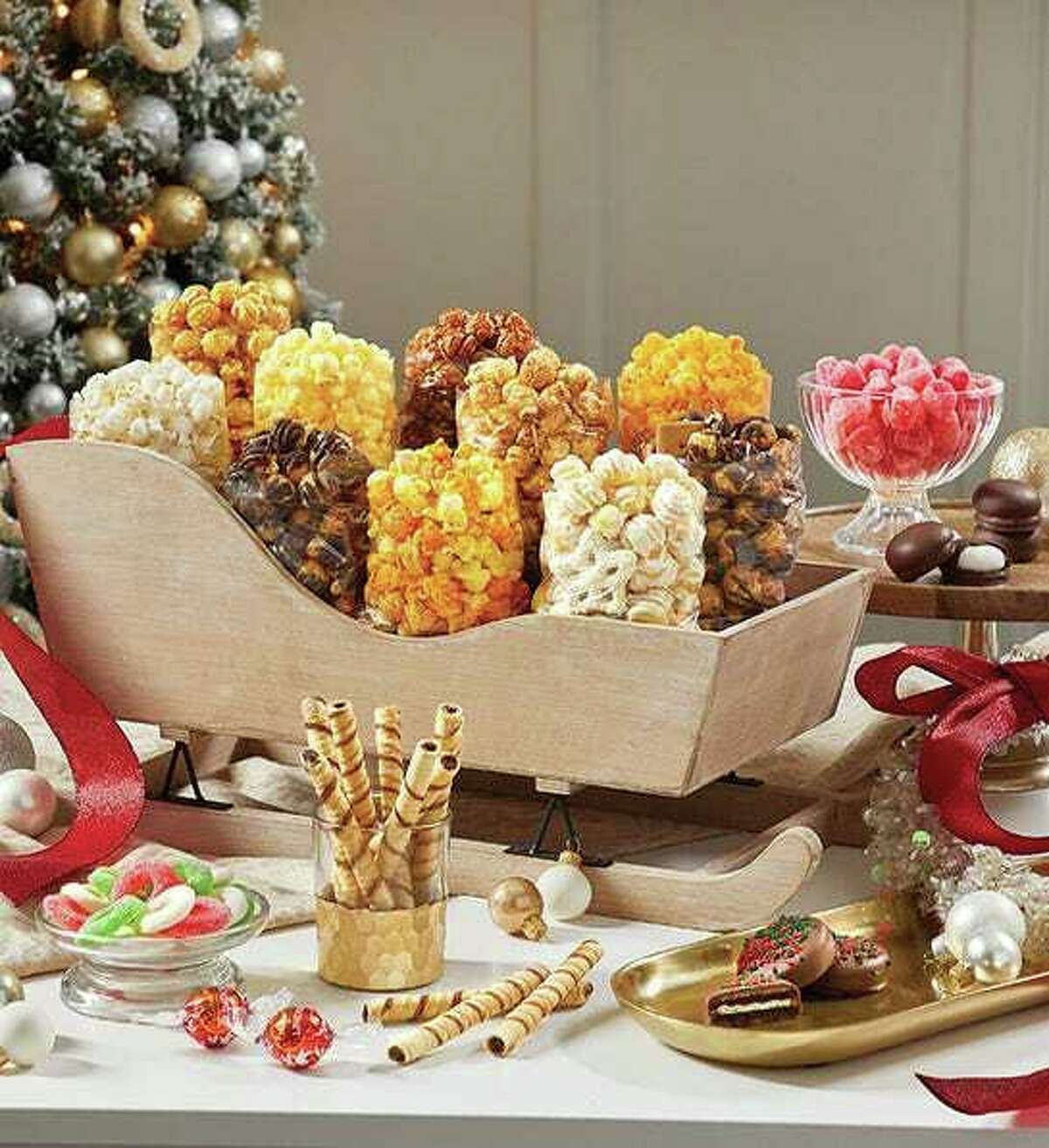 Popcorn Factory Winter Elegance Sleigh Gift Basket - $129.99