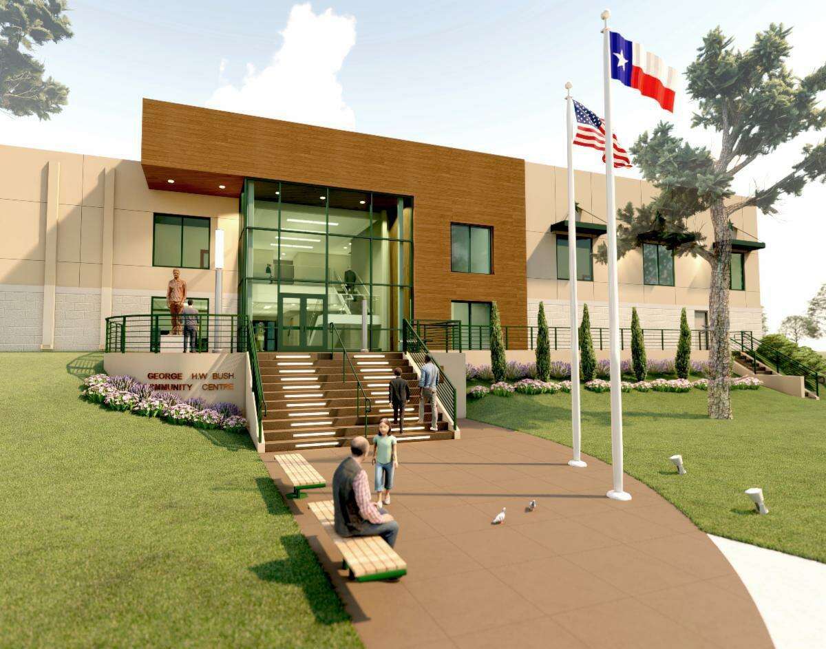 A rendering of the planned George H.W. Bush Community Center at 6827 Cypresswood Drive in Spring. Construction is expected to be complete in about a year.