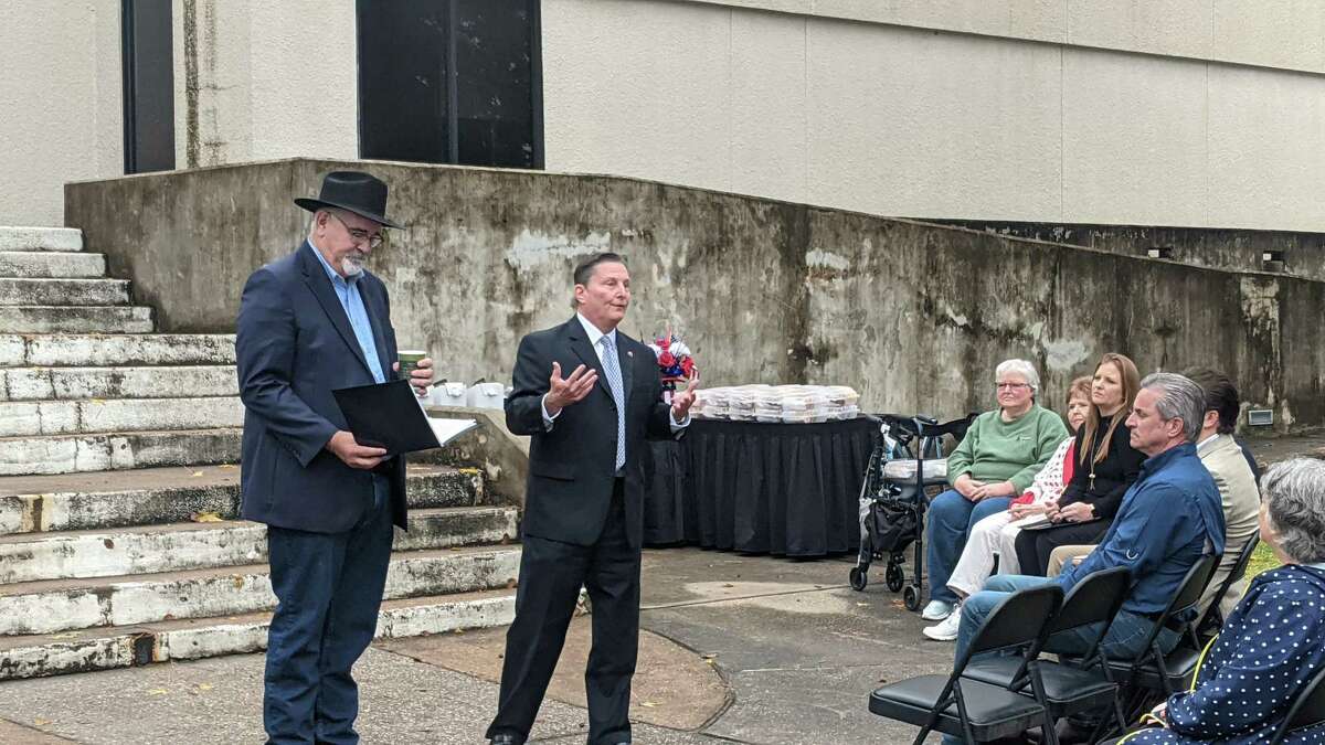 Pct. 4 Commissioner Jack Cagle and Pct. 3 Special Projects Director Bert Keller with community members at the groundbreaking of the George H.W. Bush Community Center in Spring.