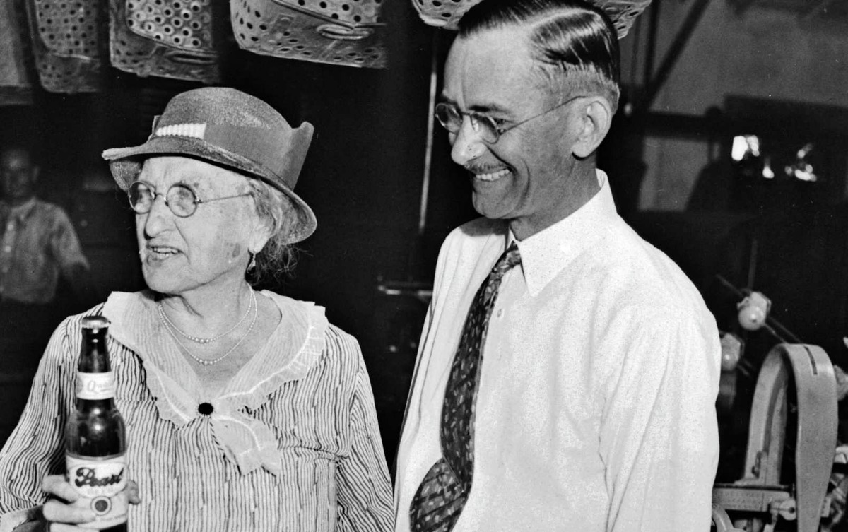 For more than 25 years, Emma Koehler was one of the most powerful businesswomen in Texas. Koehler is seen holding the first bottle of beer produced by Pearl Brewery after the repeal of Prohibition in 1933. Beside her is General Manager B.B. McGimsey. Emma Koehler took over the business after her husband was killed on Nov. 12, 1914, by one of his mistresses. 