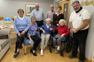 Candlewood Valley Health and Rehabilitation resident Hazel Alberta Case recently celebrated her 100th birthday on Tuesday, Nov. 2. Pictured in the bottom part of the photo are: Gail Osborne, Deborah Hefele, Sally Hultine, Hazel Case, and New Milford Mayor Pete Bass. Pictured in the top part of the photo are: Paul Hefele, Bill Dahncke, and Pamela Dahncke.